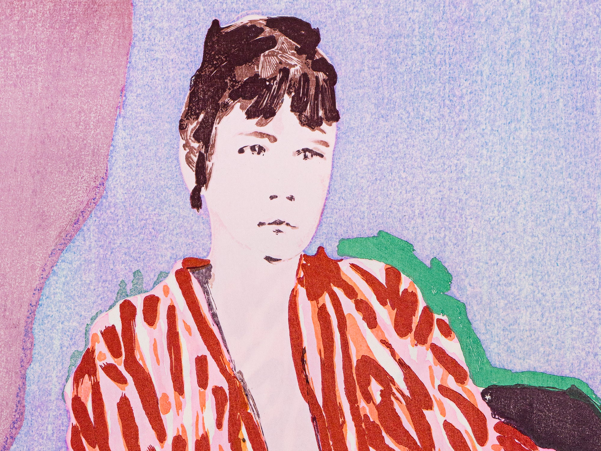 Claire Tabouret - Self Portrait in a Robe (purple) Ukiyo-e