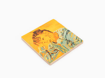 Claire Tabouret - Self-portrait at the table (orange) tile