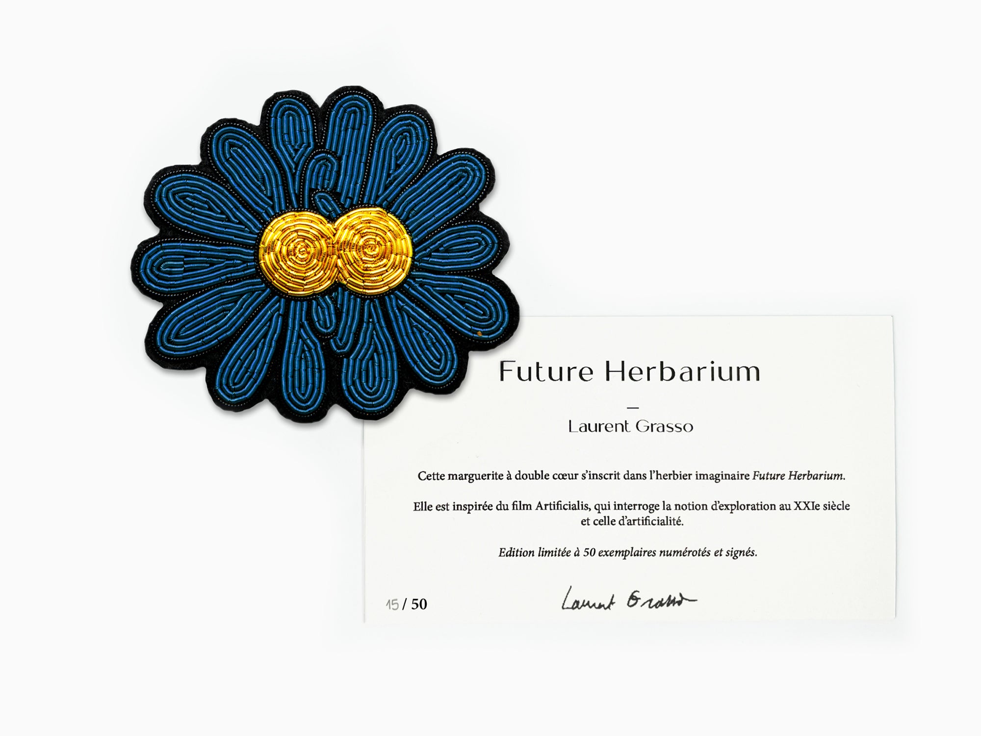 Laurent Grasso - Future Herbarium (Blue Daisy Brooch)
