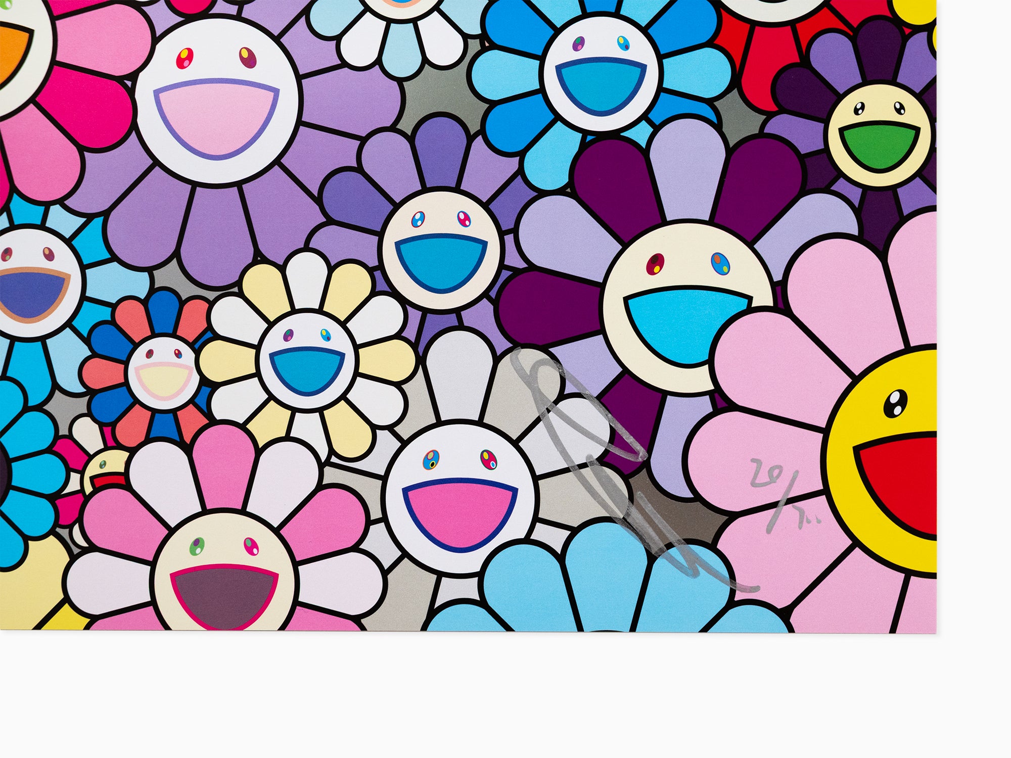 Takashi Murakami - Champagne Supernova : Multicolor + Pink and White Stripes