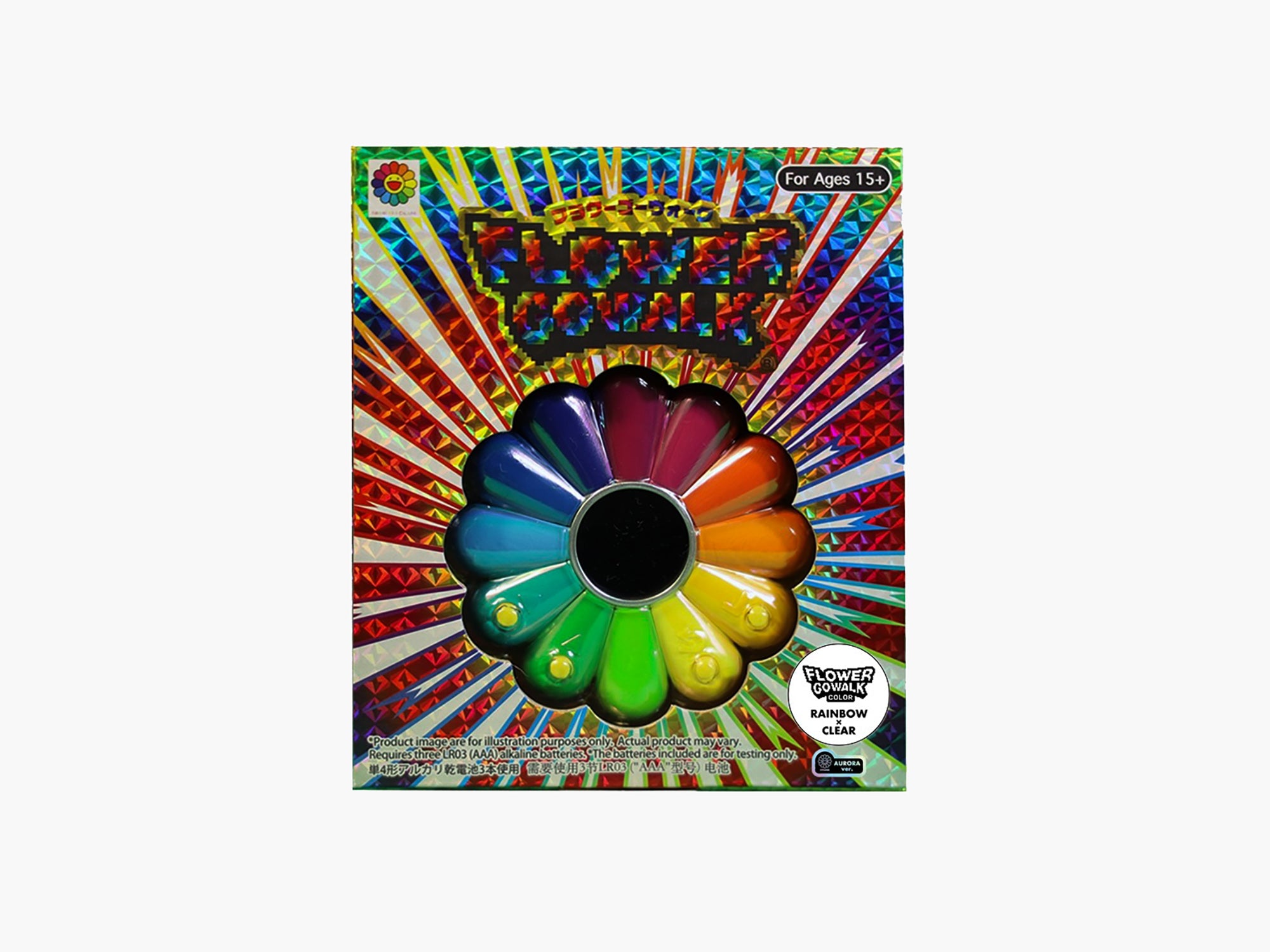 Takashi Murakami - FLOWER GO WALK COLOR / Aurora : Rainbow x Clear (with FLOWER GO WALK CARD)