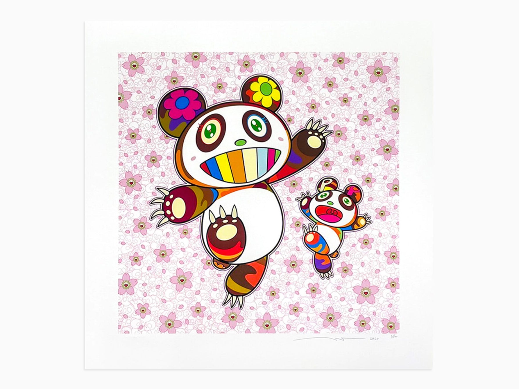 Takashi Murakami - Panda Parent and Cub in a Shower Cherry Blossom