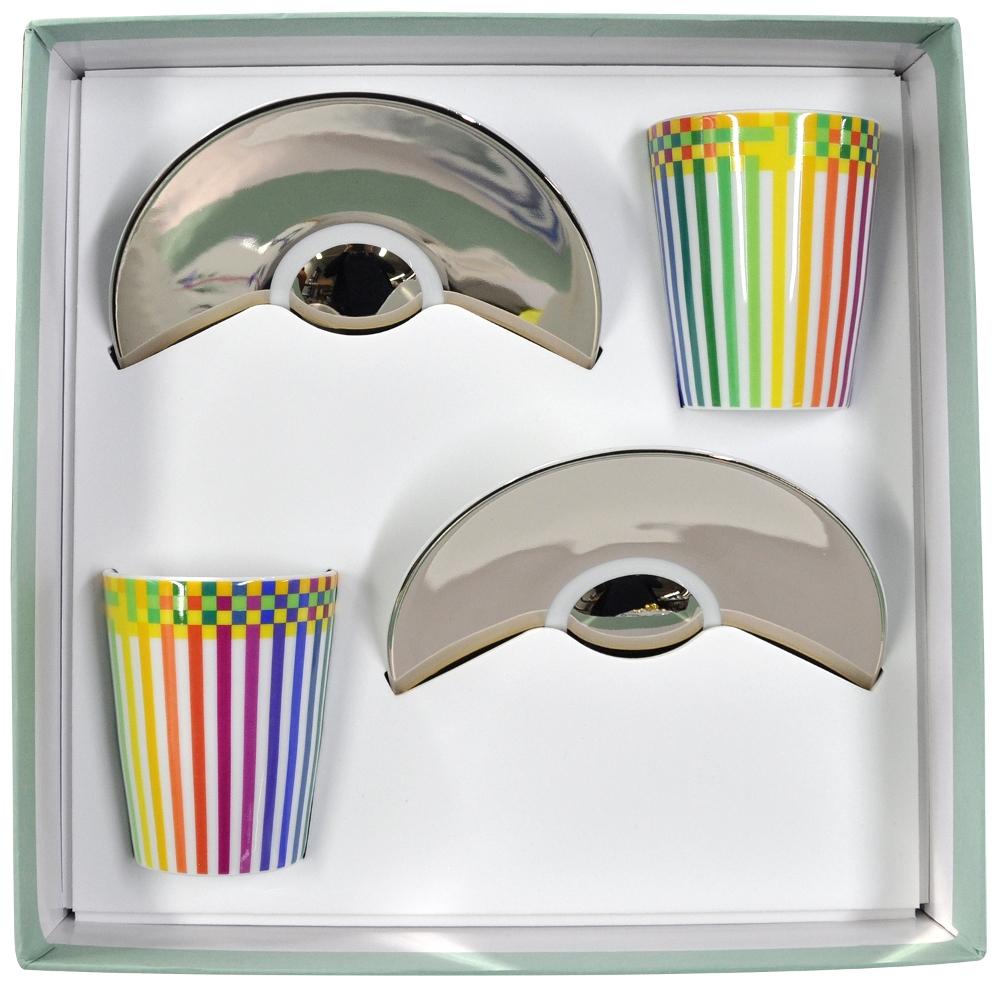 Julio Le Parc - Cofret tasses a cafe (soucoupes platinees)