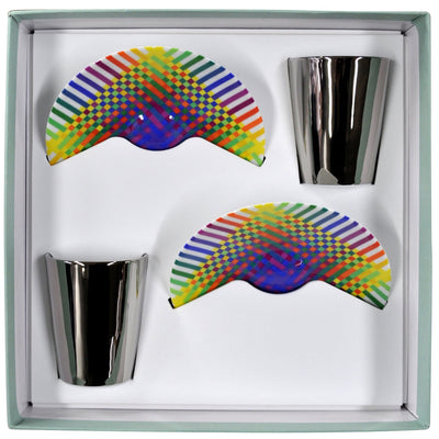 Julio Le Parc - Coffret tasses a cafe (tasses platinees)