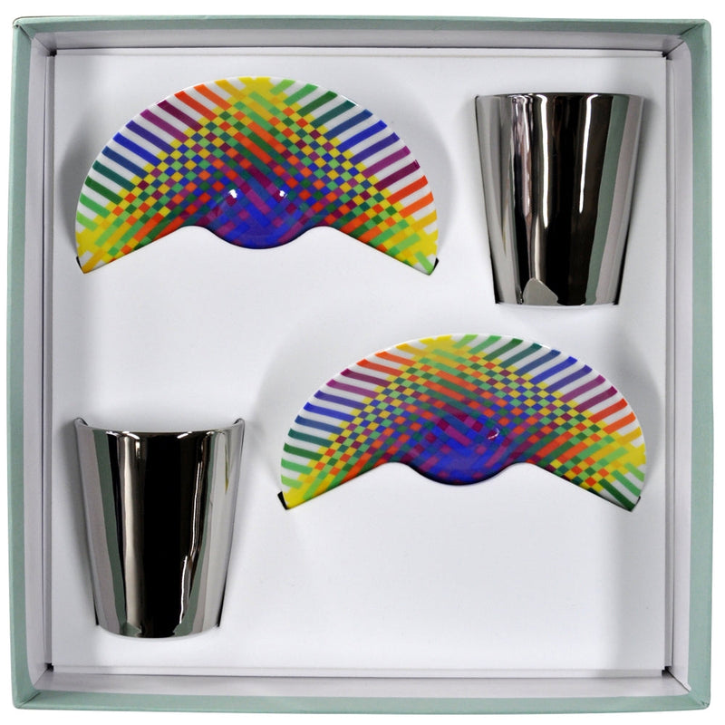 Julio Le Parc - Coffret tasses a cafe (tasses platinees)