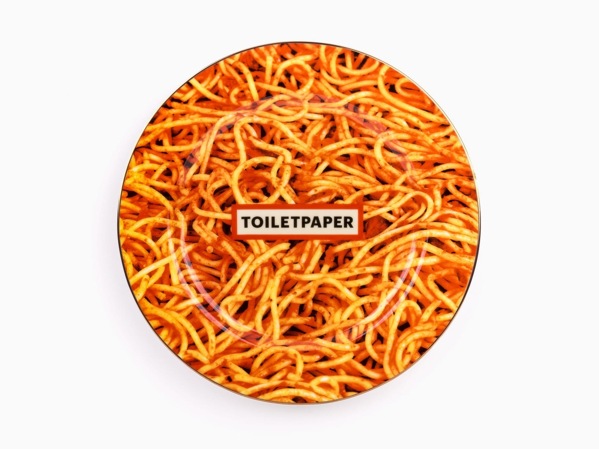 Seletti wears Toiletpaper - Assiette porcelaine dorée - Spaghetti