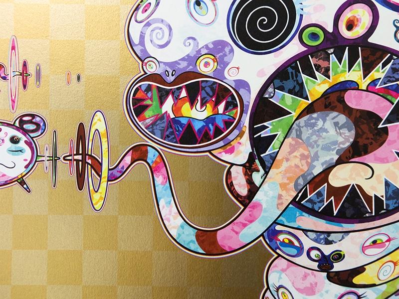 Takashi Murakami - Homage to Francis Bacon - fond doré (panneau droit homme)