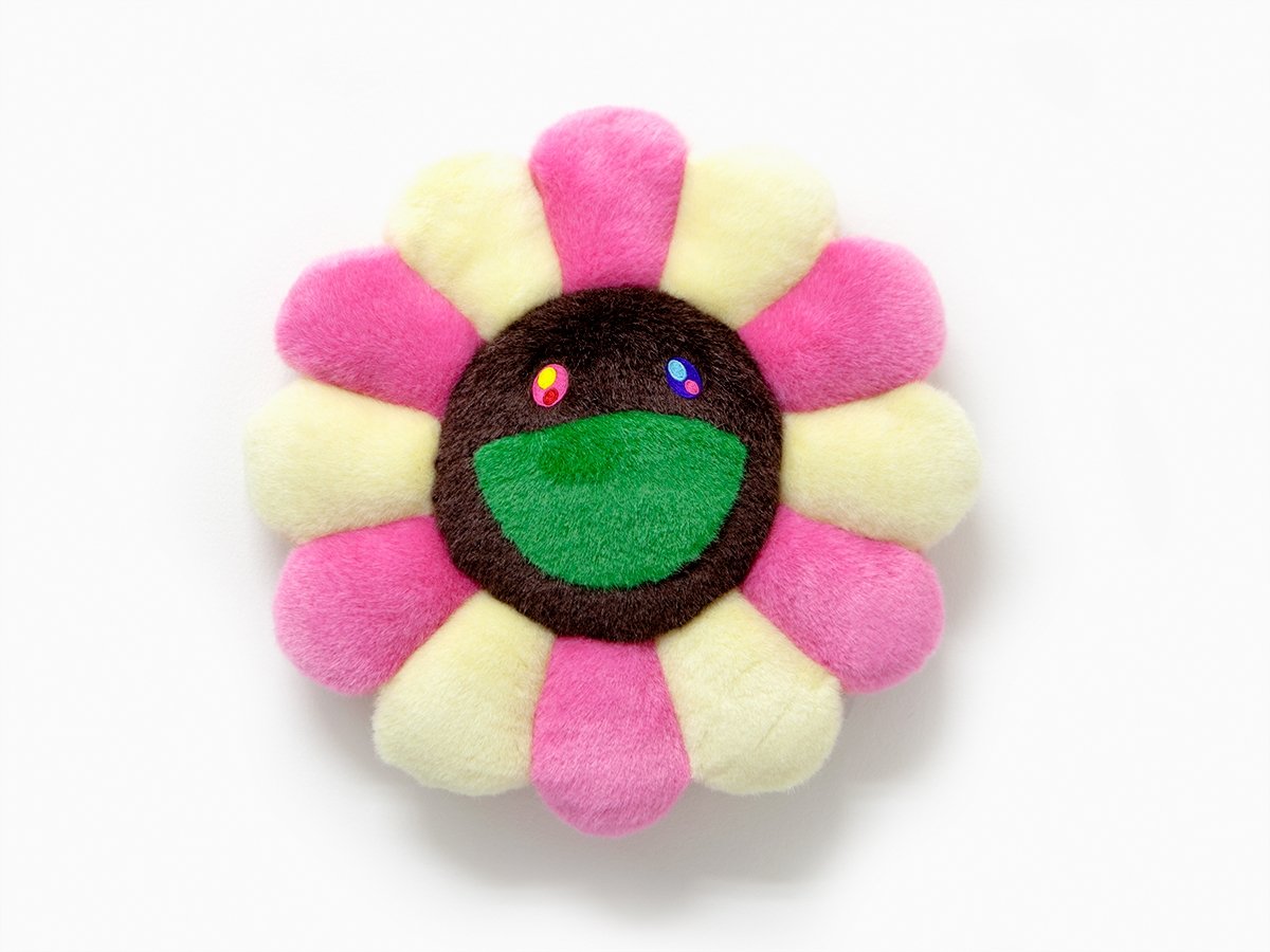 Takashi Murakami - Flower cushion - 60 cm - Pink Ivory & Brown (green mouth)