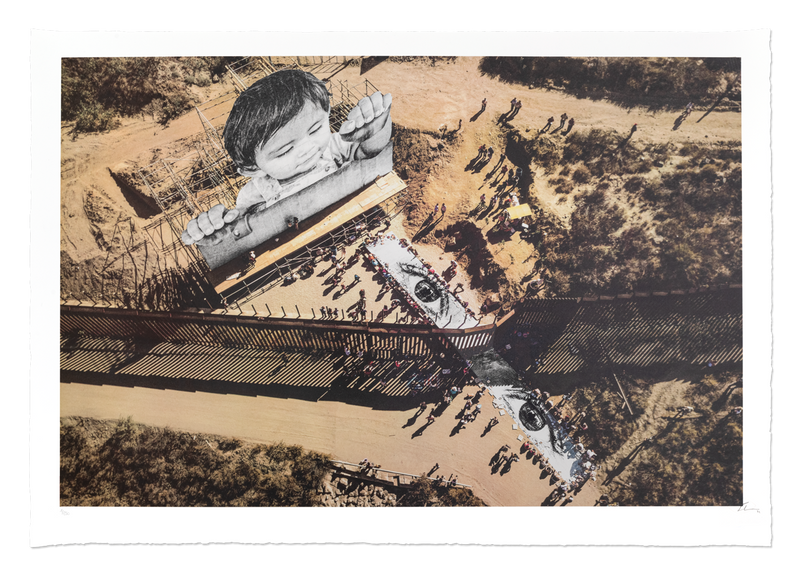 JR - Migrants, Mayra, Picnic Across the Border, General View, Tecate, Mexico, USA, 2022