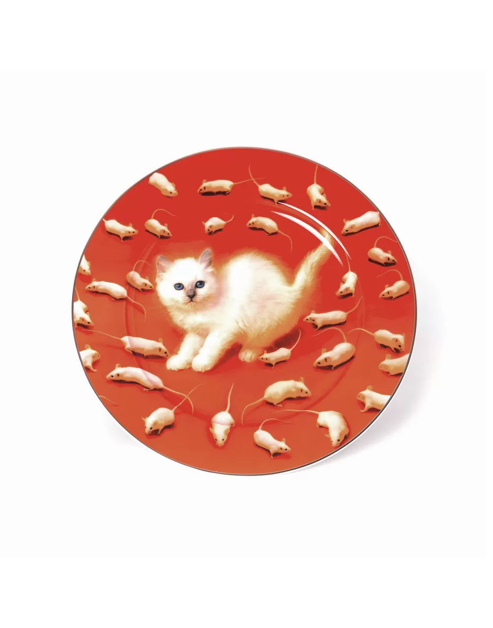 Seletti wears Toiletpaper - porcelain plate gold border Kitten