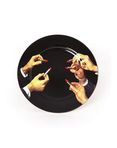 Seletti wears Toiletpaper - porcelain plate gold border Lipsticks Black