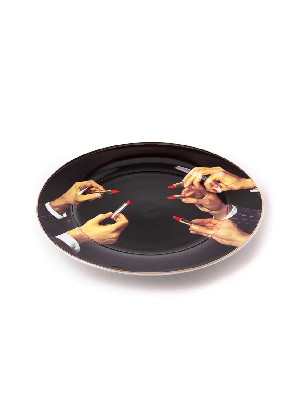 Seletti wears Toiletpaper - porcelain plate gold border Lipsticks Black