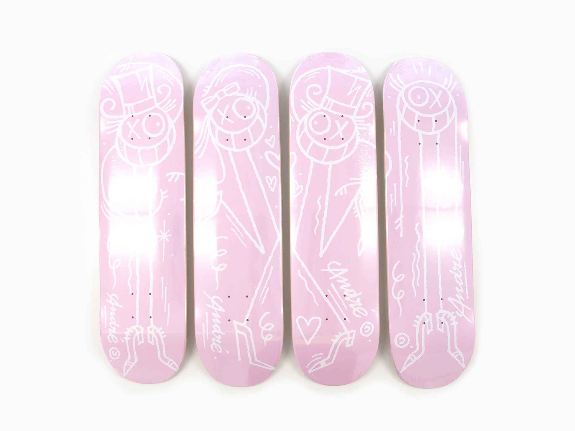 André - Skateboards - 4 Skate Deck set "La vie en rose"