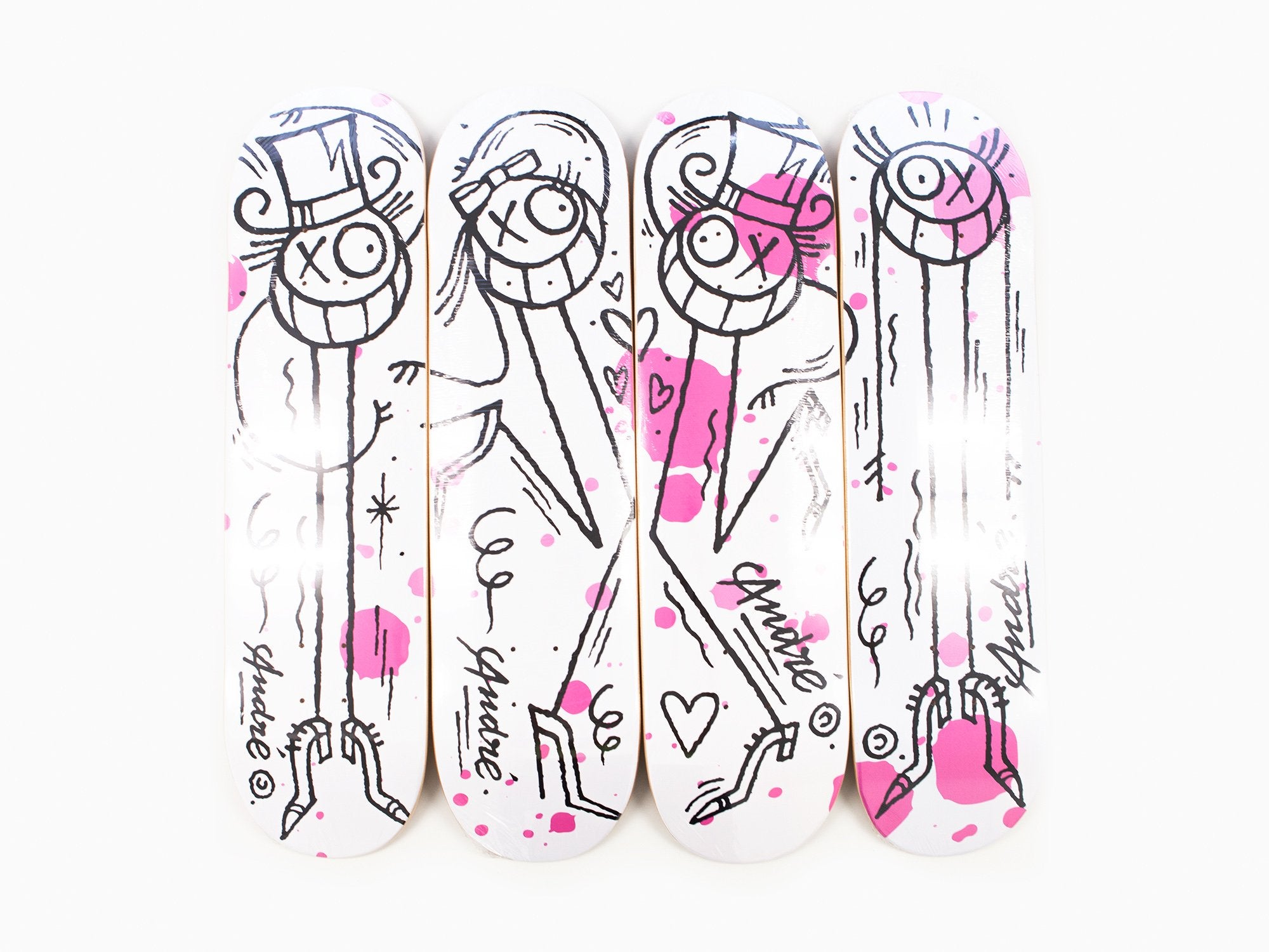 André - Skateboard - 4 Skate Deck set "Ménage à trois ou quatre"