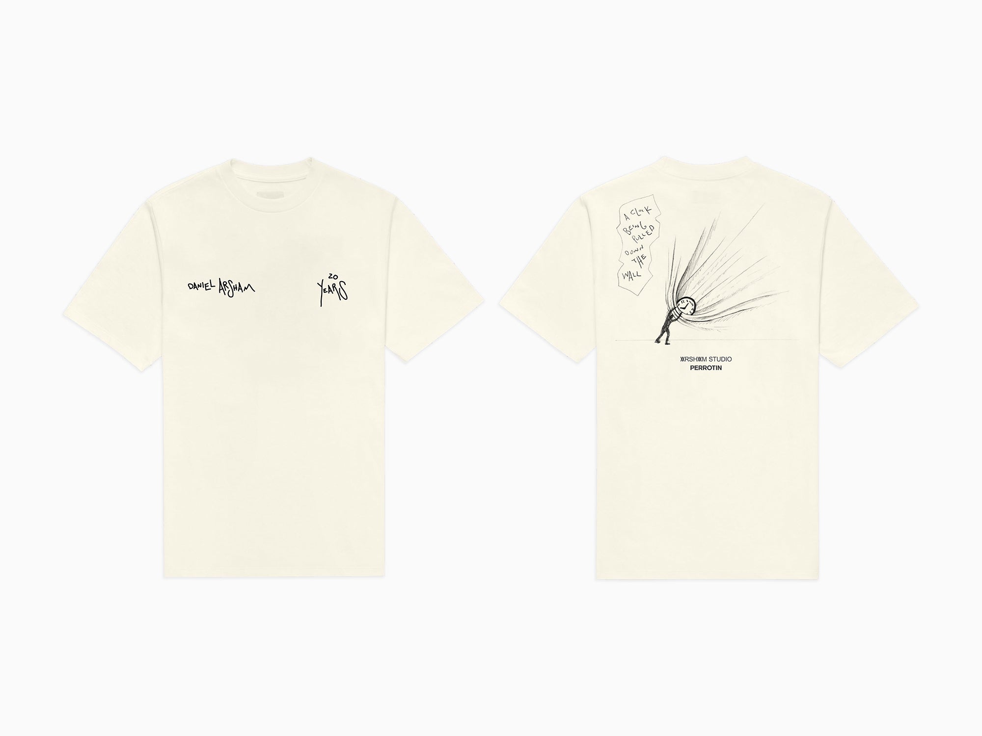 Daniel Arsham - Eroded Clock Drawing Tee Cream