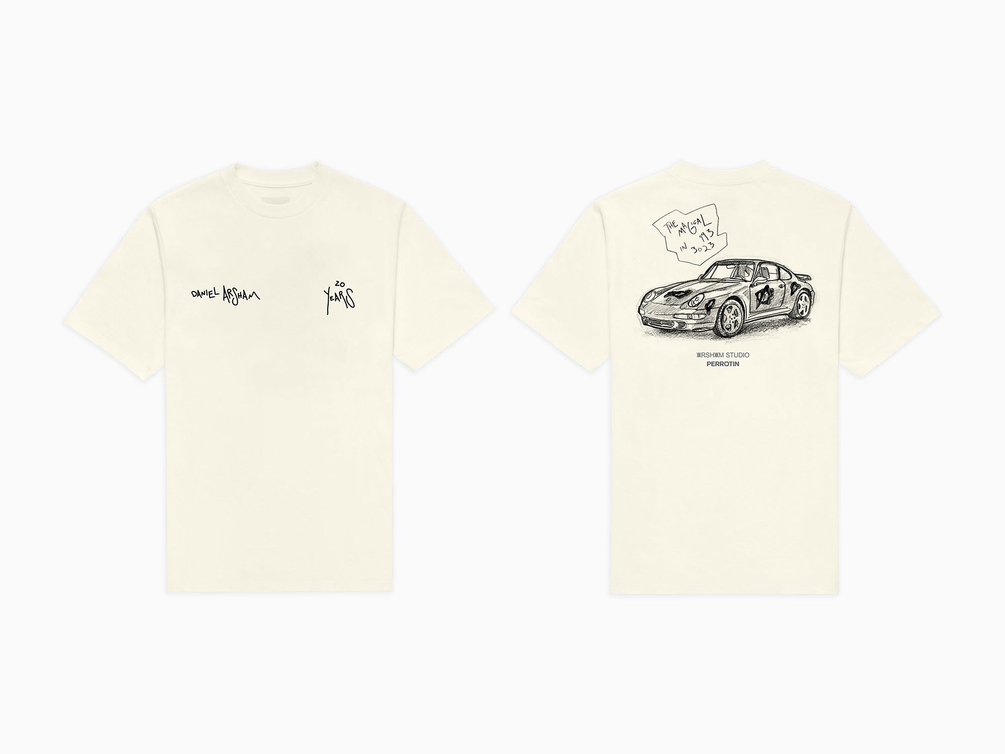 Daniel Arsham - Porsche Drawing Tee Cream