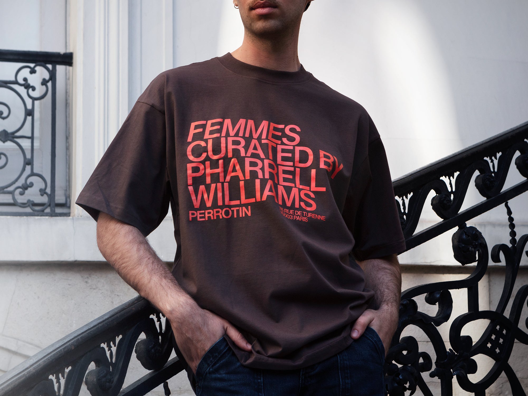 Perrotin x Pharrell Williams - Brown T-Shirt "Femmes, Curated by Pharrell Williams"