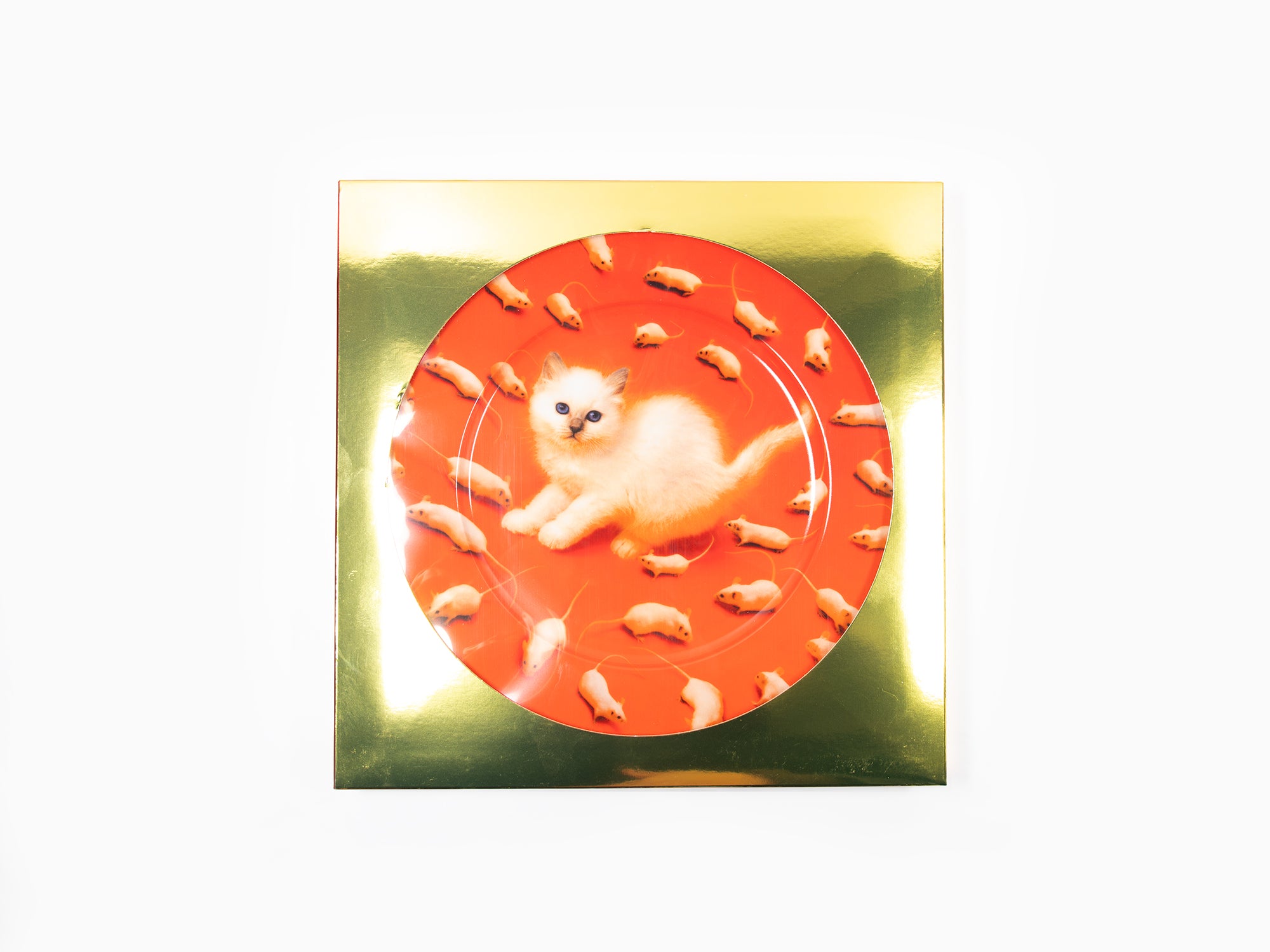 Seletti wears Toiletpaper - porcelain plate gold border Kitten