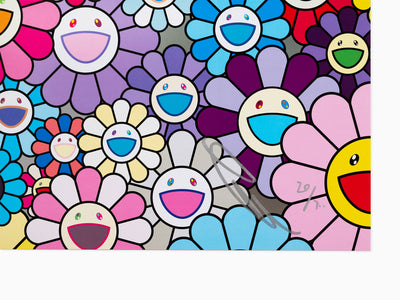 Takashi Murakami - Champagne Supernova : Multicolor + Pink and White Stripes
