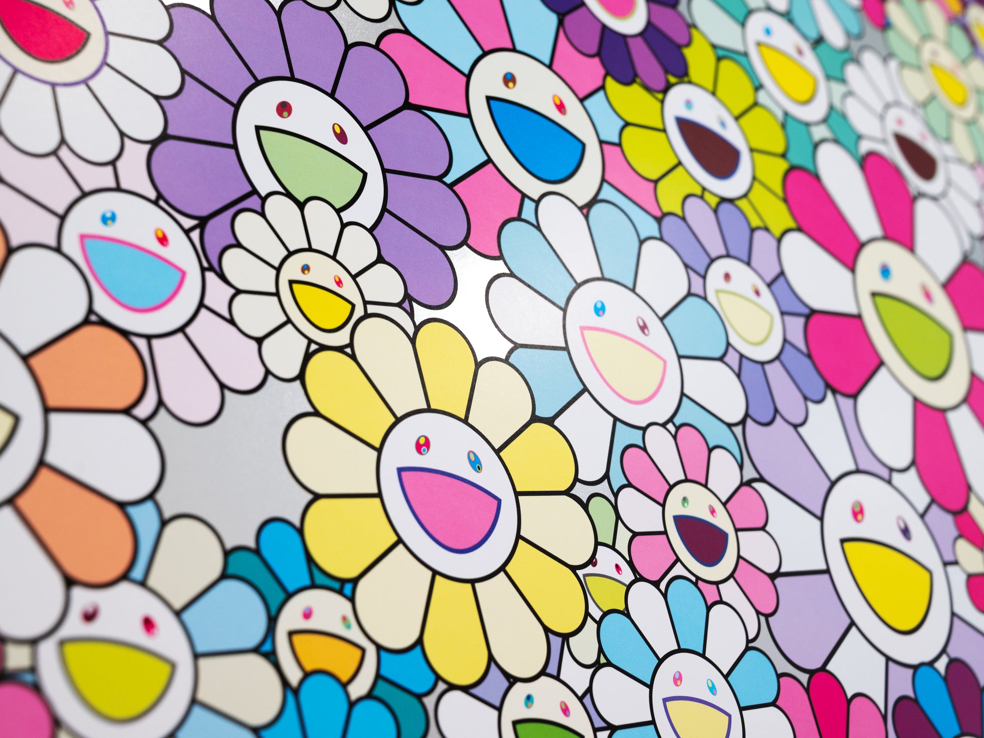 Takashi Murakami - Champagne Supernova : Multicolor + Pink and White Stripes
