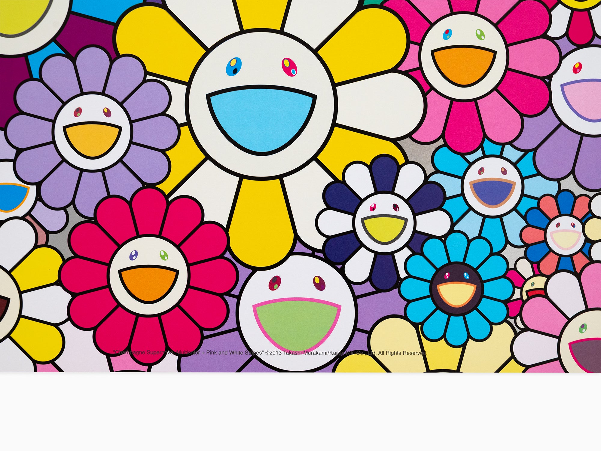 Takashi Murakami - Champagne Supernova : Multicolor + Pink and White Stripes