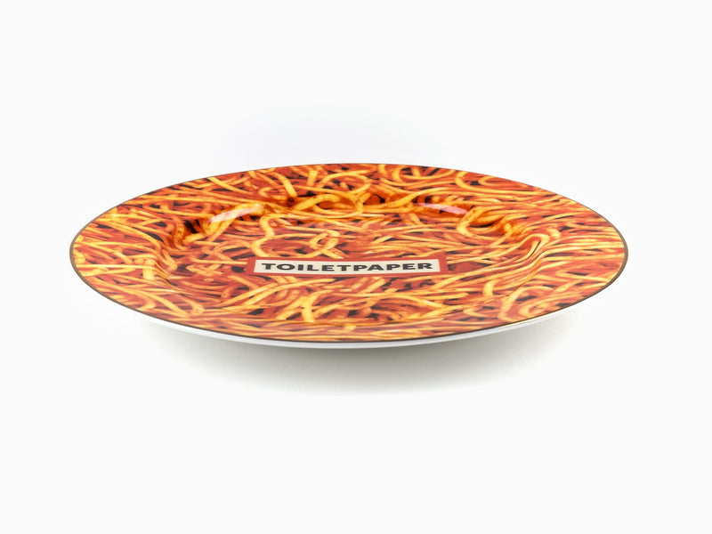 Seletti wears Toiletpaper - Assiette porcelaine dorée - Spaghetti