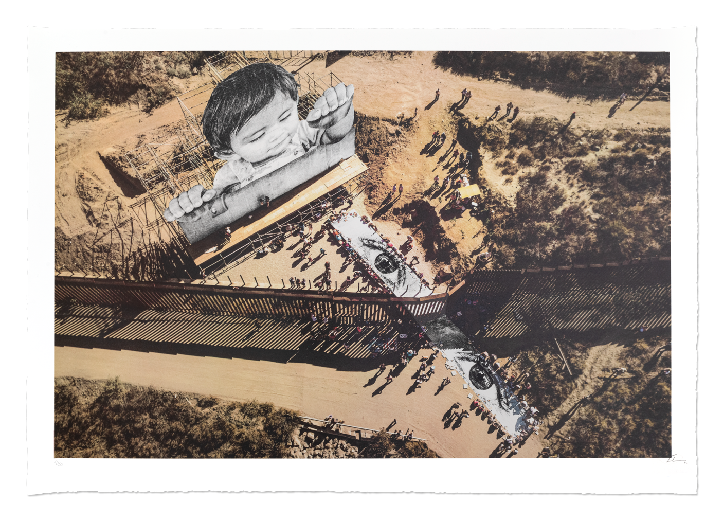 JR - Migrants, Mayra, Picnic Across the Border, General View, Tecate, Mexico, USA, 2022