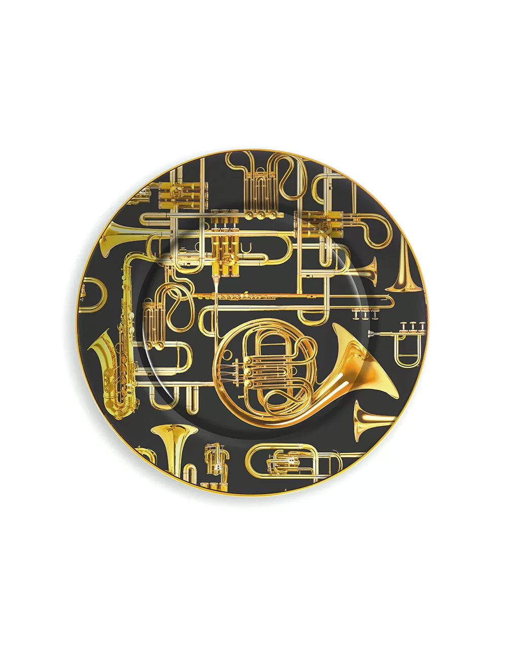 Seletti wears Toiletpaper - porcelain plate gold border Trumpets