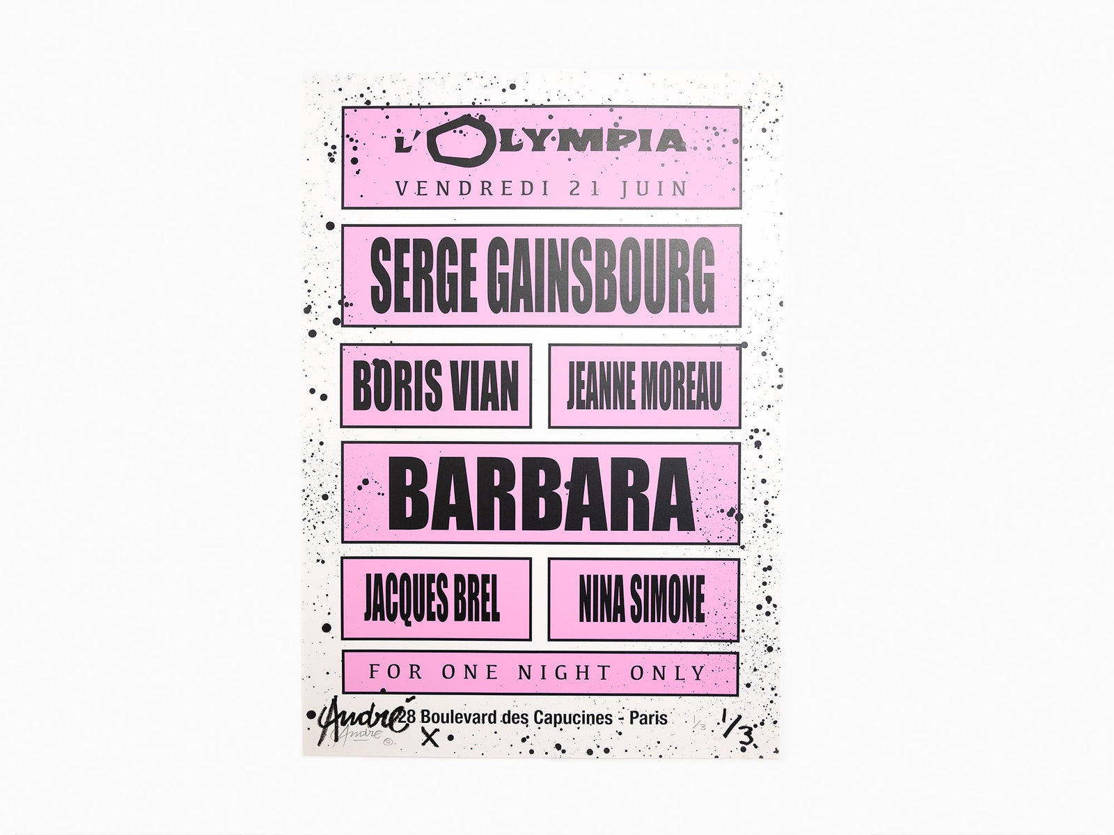 André - Dream Concert (Serge Gainsbourg & Barbara) Pink / Black (enhanced by hand)