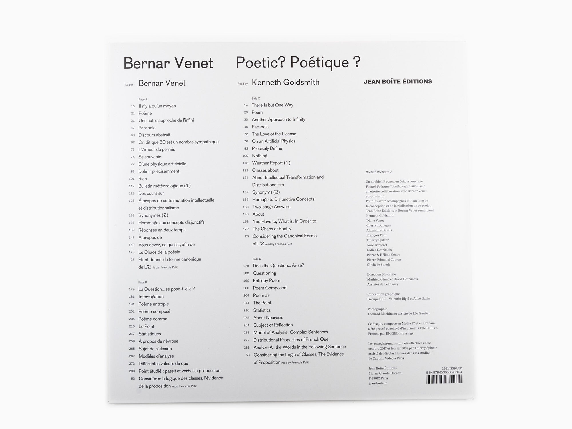 Bernar Venet - LP Poétique? Poetic?