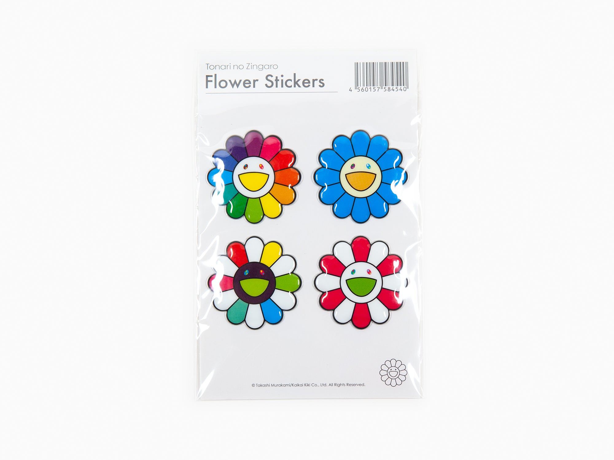 Takashi Murakami - Bubblingly Sticker - 4 Flowers (rainbow, pink, cyan)