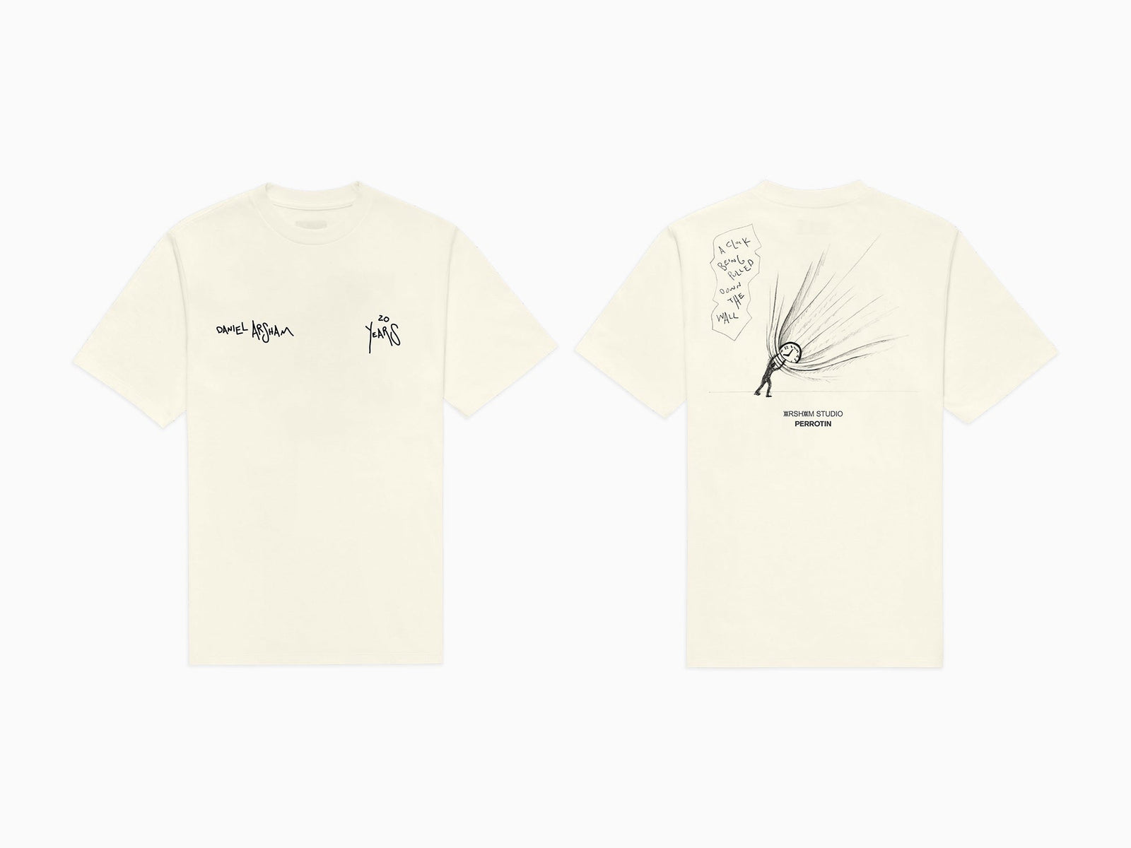 Daniel Arsham - Eroded Clock Drawing Tee Cream