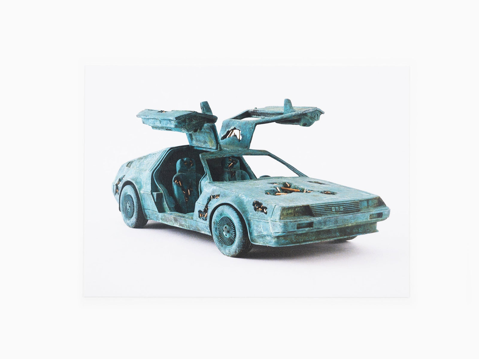 Daniel Arsham - Postcard "Bronze Eroded Delorean 1:3, 2023"
