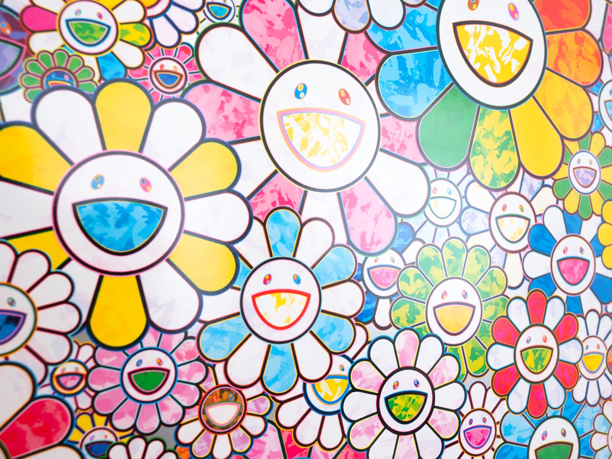 Takashi Murakami - Flower Plush Key Chain - Silver - Perrotin PARIS