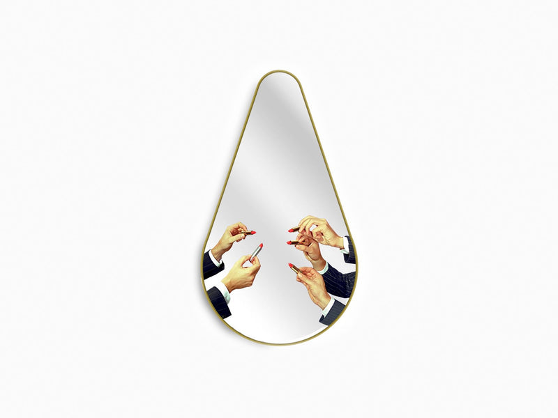Seletti wears TOILETPAPER - Mirror Gold Frame Pear - Lipsticks ( 80,5 x 45 cm)